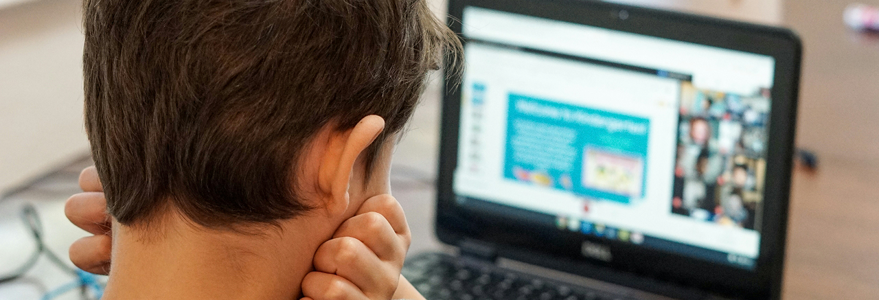  A boy using a computer